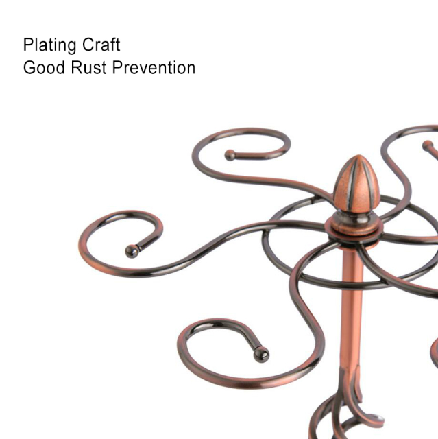 Milalit Spiral Style Antique Bronze Countertop Grape Wine Glass Holder Elegant Cup Rack Draining Stand Freestanding Tabletop Stemware Storage Racks with 6 Hooks for Kitchen Bar Karaoke Banquet