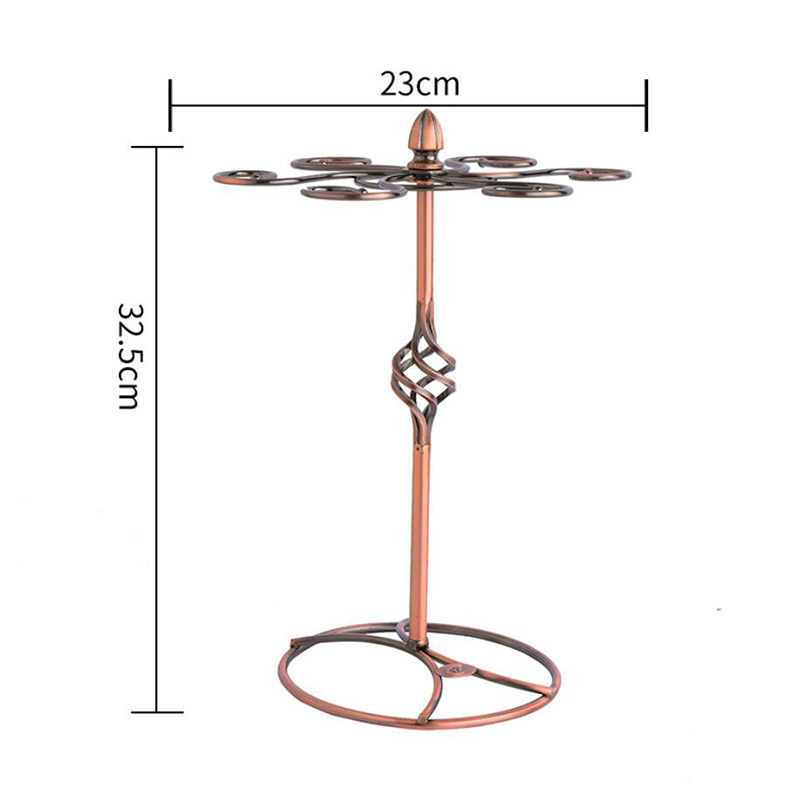 Milalit Spiral Style Antique Bronze Countertop Grape Wine Glass Holder Elegant Cup Rack Draining Stand Freestanding Tabletop Stemware Storage Racks with 6 Hooks for Kitchen Bar Karaoke Banquet