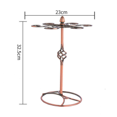 Milalit Spiral Style Antique Bronze Countertop Grape Wine Glass Holder Elegant Cup Rack Draining Stand Freestanding Tabletop Stemware Storage Racks with 6 Hooks for Kitchen Bar Karaoke Banquet