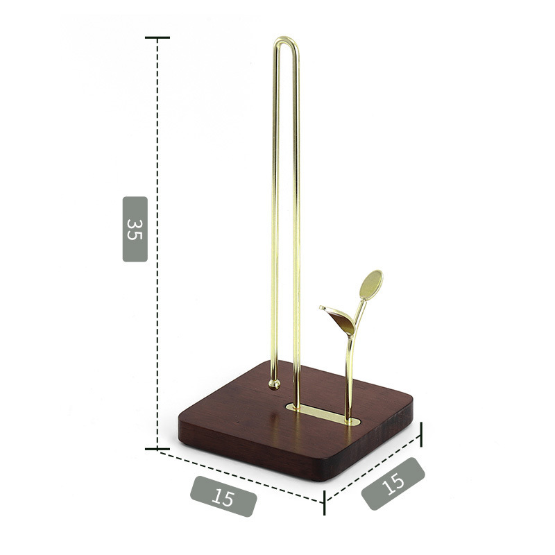 Milalit New Tabletop Solid Wooden No Rust Paper Tissue Roll Holders Metal Iron Collection Rust- Resistant Rack Towel Dispenser Stand Paper Napkin Holder for Luxury Hotel Kitchen Countertop Kitchen Bathroom Brown Golden
