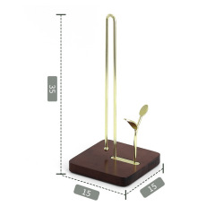 Milalit New Tabletop Solid Wooden No Rust Paper Tissue Roll Holders Metal Iron Collection Rust- Resistant Rack Towel Dispenser Stand Paper Napkin Holder for Luxury Hotel Kitchen Countertop Kitchen Bathroom Brown Golden