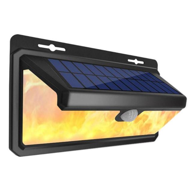 Milalit 158LED Solar Flame Light Motion Sensor Flickering Outdoor Waterproof Solar Power Security Wireless Wall Lights For Patio Garden Christmas Halloween New Year's Day Decoration