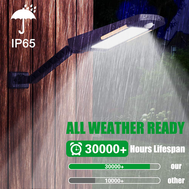 Milalit Solar Street Lights 48 LED Adjustable Security Lighting Wireless PIR Motion Sensor Light Waterproof Outdoor IP65 with Pole Wall Mounted Lamp for Yard Garage Garden Patio Deck White Black