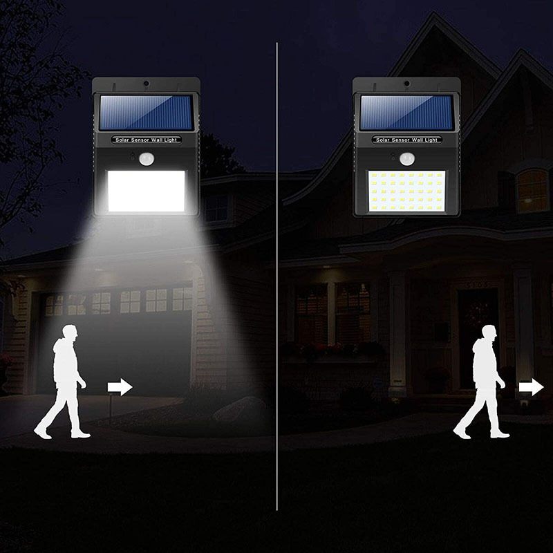 MilaLit Waterproof 20 LED 30LED 48LED 22LED Triangle Wall Solar Light Pathway Outdoor Lighting IP65 3 Modes Lamp Control Motion Sensor Lamps for Warehouse Garage Garden Gate