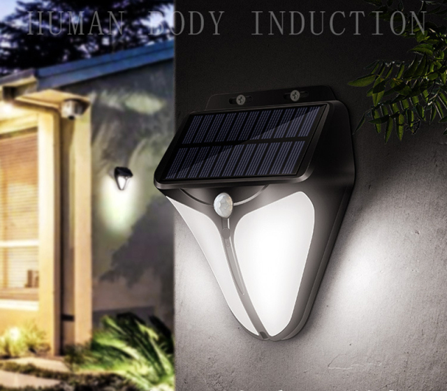 Milalit New PIR Motion Sensor Light Control Eagle Eye Solar LED Light Super High Brightness Long Lifespan Sunlight Power 38LED Garden Wall Lamps for Warehouse Garden Front Door Street Lighting Black