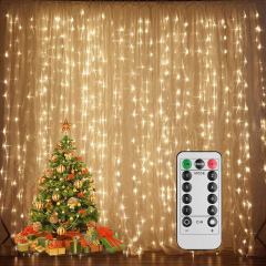 Milalit Decorative LED Curtain String Lights 8 Mode Flash Hanging Copper Wire Lamp USB Plug LED Curtain Fairy Lights with Remote Copper Wire String Lamp for Bedroom Window Christmas Wedding Party Engagement Window New Year's Day Party Ceremony