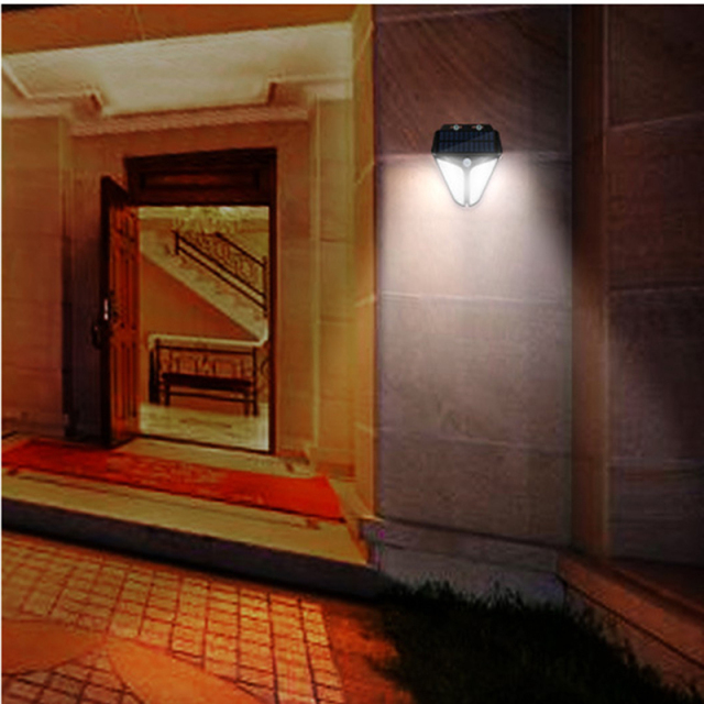 Milalit New PIR Motion Sensor Light Control Eagle Eye Solar LED Light Super High Brightness Long Lifespan Sunlight Power 38LED Garden Wall Lamps for Warehouse Garden Front Door Street Lighting Black