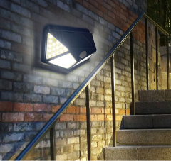 Milalit 100 LED Solar Sensor Fence Waterproof IP65 Light 4 Side Directions Motion IP65 Outdoor Wall Garden Lights Lamp for Courtyard Patio Porch Stairs Steps