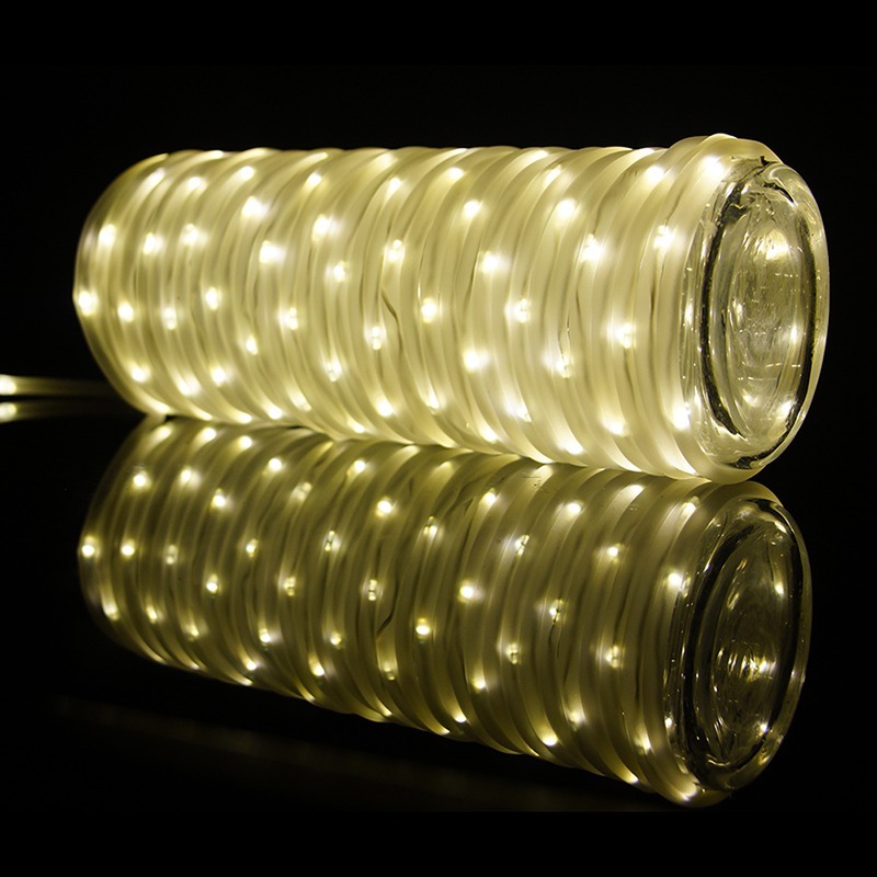 Milalit 8 Modes Solar Rope Lights Plastic String Lamps 12M Waterproof 100LED for Indoor Outdoor Garden Party Christmas Patio Lawn Decor Rope Waterproof Tube Light Copper Wire Fairy Lights for Fence Christmas Diwali Decoration