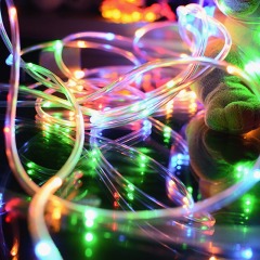 Milalit 8 Modes Solar Rope Lights Plastic String Lamps 12M Waterproof 100LED for Indoor Outdoor Garden Party Christmas Patio Lawn Decor Rope Waterproof Tube Light Copper Wire Fairy Lights for Fence Christmas Diwali Decoration