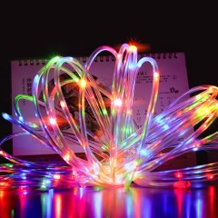 Milalit 8 Modes Solar Rope Lights Plastic String Lamps 12M Waterproof 100LED for Indoor Outdoor Garden Party Christmas Patio Lawn Decor Rope Waterproof Tube Light Copper Wire Fairy Lights for Fence Christmas Diwali Decoration