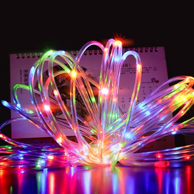 Milalit 8 Modes Solar Rope Lights Plastic String Lamps 12M Waterproof 100LED for Indoor Outdoor Garden Party Christmas Patio Lawn Decor Rope Waterproof Tube Light Copper Wire Fairy Lights for Fence Christmas Diwali Decoration