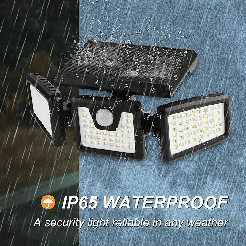 Milalit Wireless Solar 74LED 70LED Split 3 Head Super Bright Wall Light Motion Senor Waterproof Outdoor Security Lights for Garden Warehouse Parking Front Gate