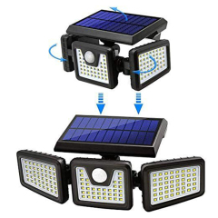 Milalit Wireless Solar 74LED 70LED Split 3 Head Super Bright Wall Light Motion Senor Waterproof Outdoor Security Lights for Garden Warehouse Parking Front Gate