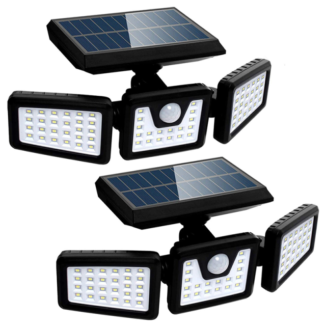 Milalit Wireless Solar 74LED 70LED Split 3 Head Super Bright Wall Light Motion Senor Waterproof Outdoor Security Lights for Garden Warehouse Parking Front Gate