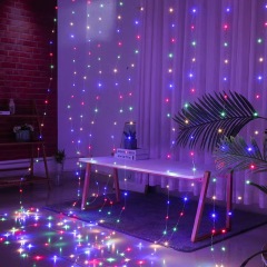 Milalit Decorative LED Curtain String Lights 8 Mode Flash Hanging Copper Wire Lamp USB Plug LED Curtain Fairy Lights with Remote Copper Wire String Lamp for Bedroom Window Christmas Wedding Party Engagement Window New Year's Day Party Ceremony