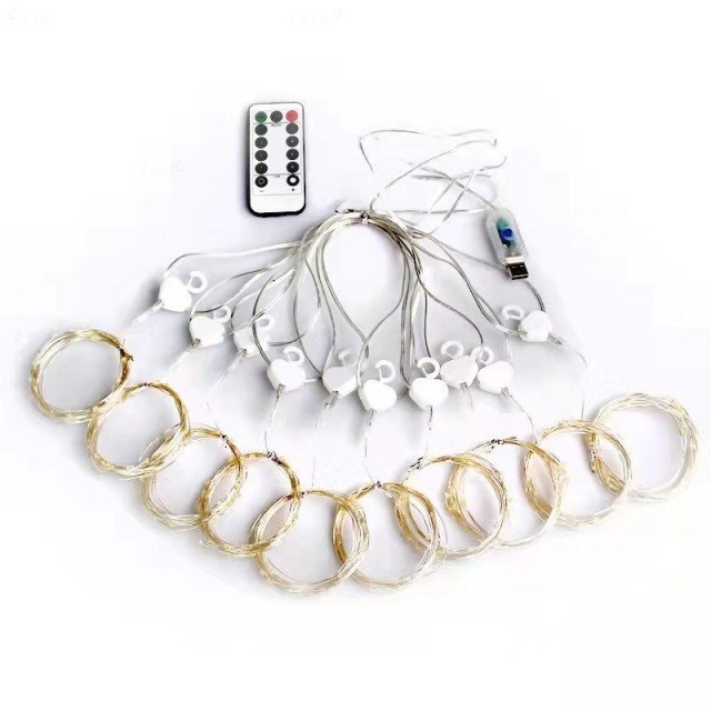 Milalit Decorative LED Curtain String Lights 8 Mode Flash Hanging Copper Wire Lamp USB Plug LED Curtain Fairy Lights with Remote Copper Wire String Lamp for Bedroom Window Christmas Wedding Party Engagement Window New Year's Day Party Ceremony