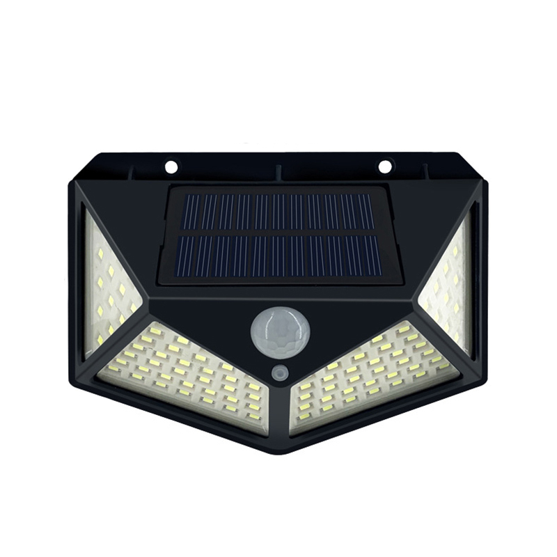 Milalit 100 LED Solar Sensor Fence Waterproof IP65 Light 4 Side Directions Motion IP65 Outdoor Wall Garden Lights Lamp for Courtyard Patio Porch Stairs Steps