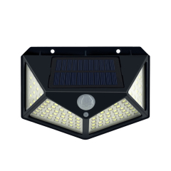 Milalit 100 LED Solar Sensor Fence Waterproof IP65 Light 4 Side Directions Motion IP65 Outdoor Wall Garden Lights Lamp for Courtyard Patio Porch Stairs Steps