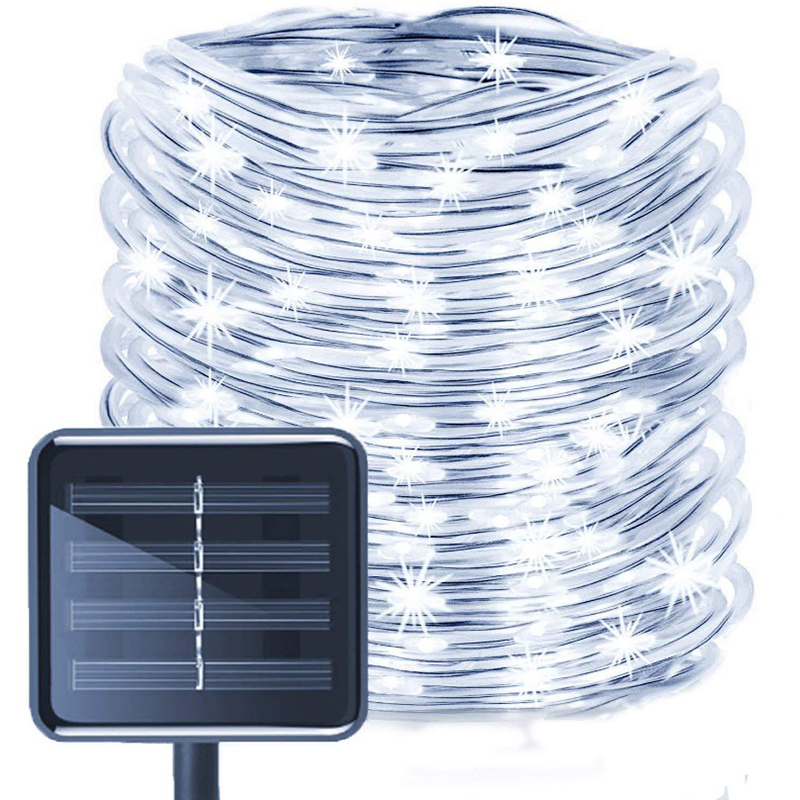Milalit 8 Modes Solar Rope Lights Plastic String Lamps 12M Waterproof 100LED for Indoor Outdoor Garden Party Christmas Patio Lawn Decor Rope Waterproof Tube Light Copper Wire Fairy Lights for Fence Christmas Diwali Decoration