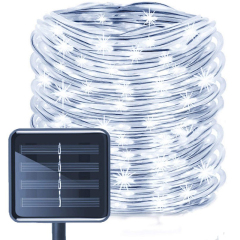 Milalit 8 Modes Solar Rope Lights Plastic String Lamps 12M Waterproof 100LED for Indoor Outdoor Garden Party Christmas Patio Lawn Decor Rope Waterproof Tube Light Copper Wire Fairy Lights for Fence Christmas Diwali Decoration