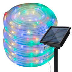 Milalit 8 Modes Solar Rope Lights Plastic String Lamps 12M Waterproof 100LED for Indoor Outdoor Garden Party Christmas Patio Lawn Decor Rope Waterproof Tube Light Copper Wire Fairy Lights for Fence Christmas Diwali Decoration