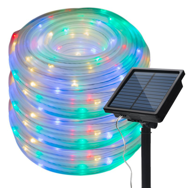 Milalit 8 Modes Solar Rope Lights Plastic String Lamps 12M Waterproof 100LED for Indoor Outdoor Garden Party Christmas Patio Lawn Decor Rope Waterproof Tube Light Copper Wire Fairy Lights for Fence Christmas Diwali Decoration