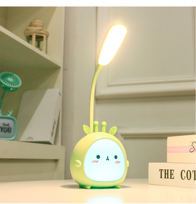 Milalit Cute Cartoon Bear Lovely Rabbit LED Light USB Port Rechargeable Pig Sheep Animal Eye-Caring Desktop RGB White 3 Lighting Modes Desk Deer Table Lamp for Indoor Study Office Bedroom Children Kids Reading Gift