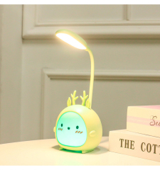 Milalit Cute Cartoon Bear Lovely Rabbit LED Light USB Port Rechargeable Pig Sheep Animal Eye-Caring Desktop RGB White 3 Lighting Modes Desk Deer Table Lamp for Indoor Study Office Bedroom Children Kids Reading Gift