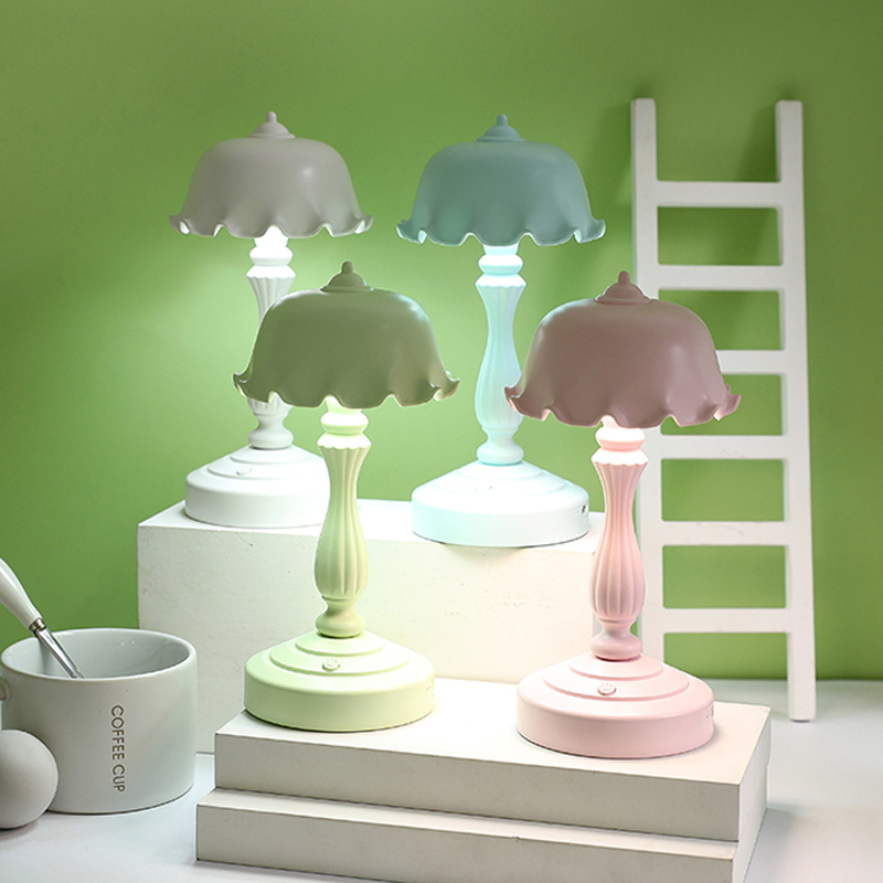 Milalit Sweet Flower Hat Shape USB Indoor LED Nursery Light Solid Color Simple Modern Style Reading Table Lamp for Children Kids Friends Office Bedroom Living Room Pink Green Blue Yellow White Color Option