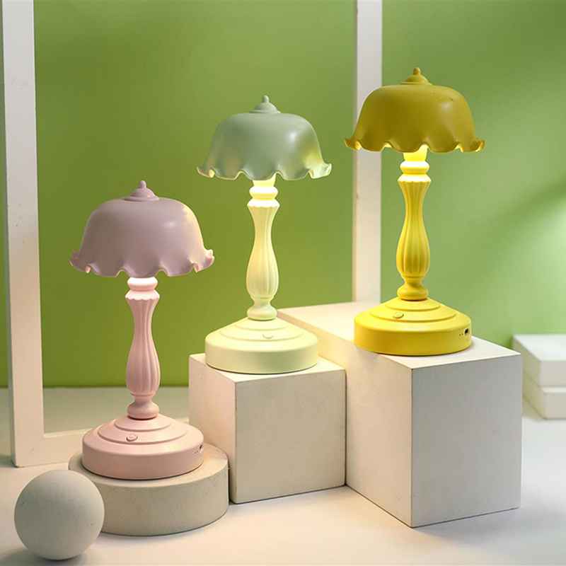 Milalit Sweet Flower Hat Shape USB Indoor LED Nursery Light Solid Color Simple Modern Style Reading Table Lamp for Children Kids Friends Office Bedroom Living Room Pink Green Blue Yellow White Color Option