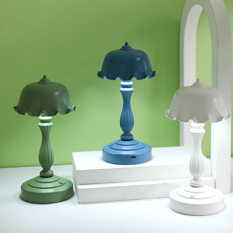 Milalit Sweet Flower Hat Shape USB Indoor LED Nursery Light Solid Color Simple Modern Style Reading Table Lamp for Children Kids Friends Office Bedroom Living Room Pink Green Blue Yellow White Color Option