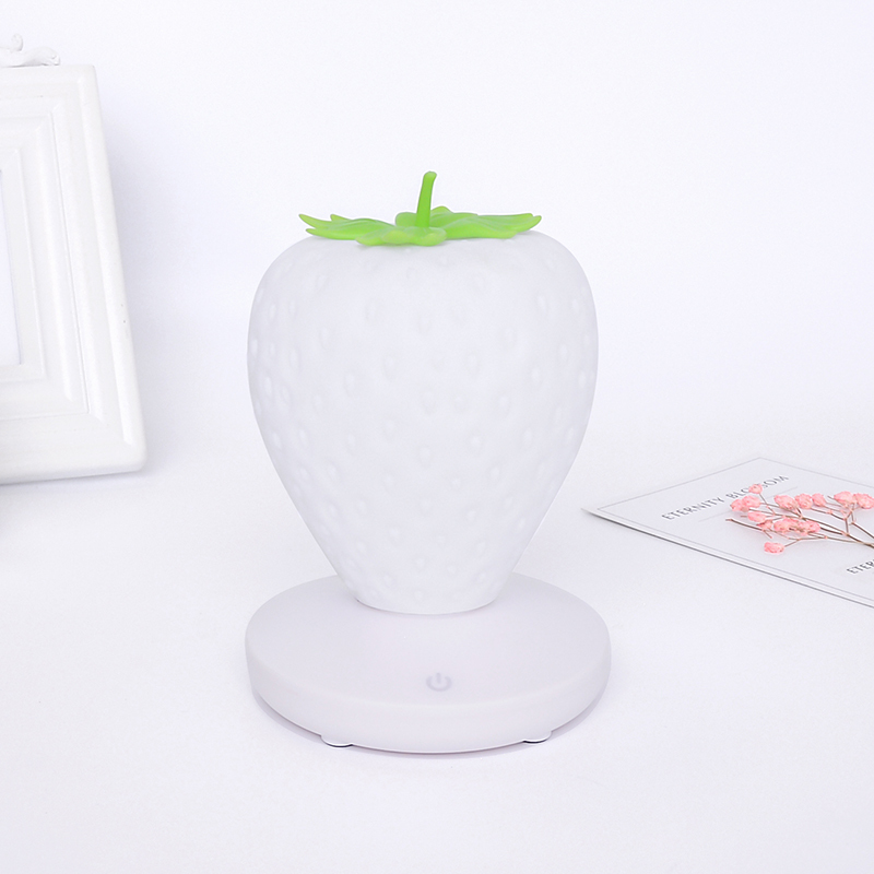 Milalit Strawberry USB LED Dimming Romantic Soft Indoor Bedroom Warm and Sweet Fruit Desk Table Lamp Red Pink White Reading Night Nursery Touch Switch Light for Children Kids Lovers Friends Family Present