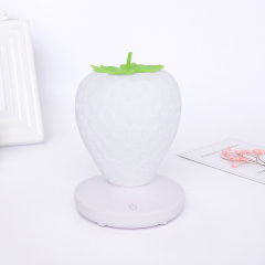 Milalit Strawberry USB LED Dimming Romantic Soft Indoor Bedroom Warm and Sweet Fruit Desk Table Lamp Red Pink White Reading Night Nursery Touch Switch Light for Children Kids Lovers Friends Family Present