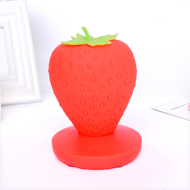 Milalit Strawberry USB LED Dimming Romantic Soft Indoor Bedroom Warm and Sweet Fruit Desk Table Lamp Red Pink White Reading Night Nursery Touch Switch Light for Children Kids Lovers Friends Family Present