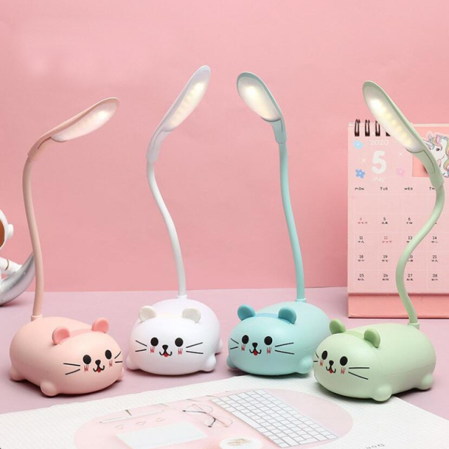 Milalit Mini Tiger Desk LED Lamp Creative Cartoon Cat Cute Rabbit Pet Folding Table Study Deer Bear Reading Eye Protection Pig USB Rechargeable Sheep Night Light for Children Kids Friends Christmas Birthday Gift Present