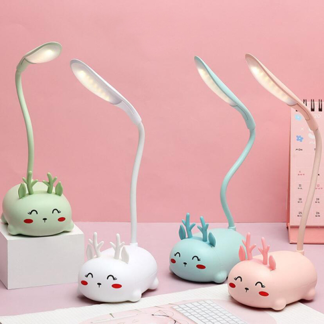 Milalit Mini Tiger Desk LED Lamp Creative Cartoon Cat Cute Rabbit Pet Folding Table Study Deer Bear Reading Eye Protection Pig USB Rechargeable Sheep Night Light for Children Kids Friends Christmas Birthday Gift Present