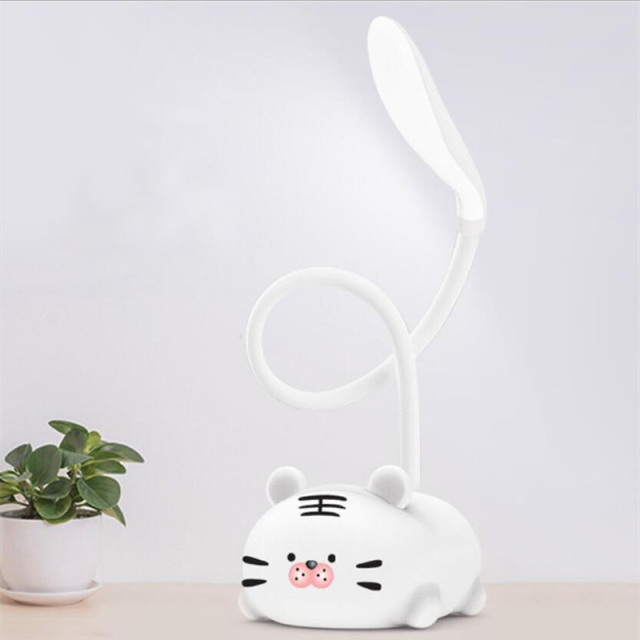 Milalit Mini Tiger Desk LED Lamp Creative Cartoon Cat Cute Rabbit Pet Folding Table Study Deer Bear Reading Eye Protection Pig USB Rechargeable Sheep Night Light for Children Kids Friends Christmas Birthday Gift Present