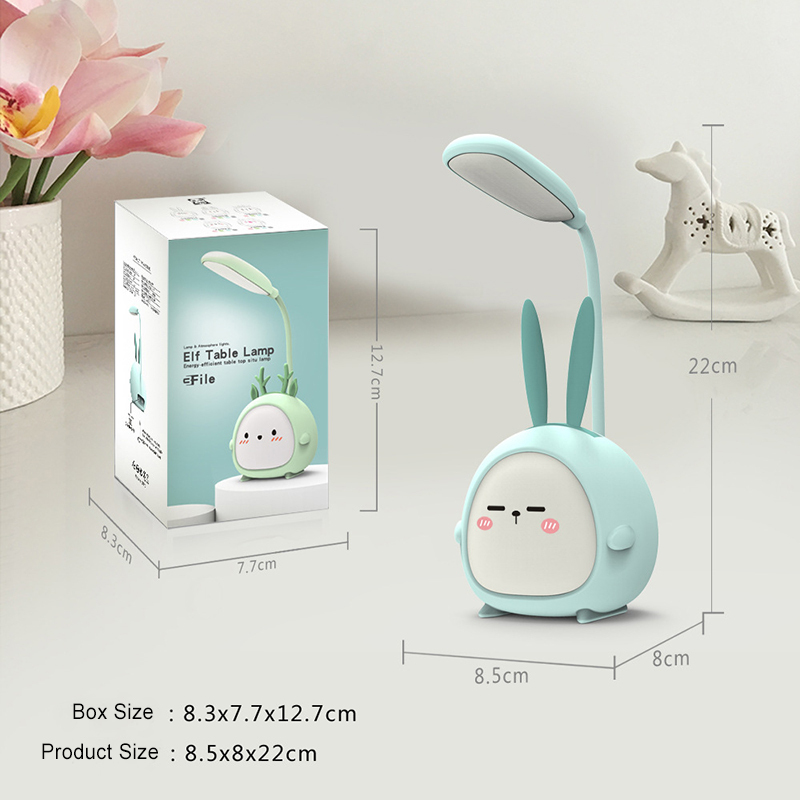 Milalit Cute Cartoon Bear Lovely Rabbit LED Light USB Port Rechargeable Pig Sheep Animal Eye-Caring Desktop RGB White 3 Lighting Modes Desk Deer Table Lamp for Indoor Study Office Bedroom Children Kids Reading Gift
