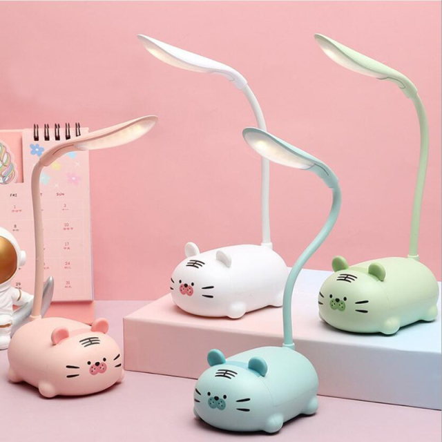 Milalit Mini Tiger Desk LED Lamp Creative Cartoon Cat Cute Rabbit Pet Folding Table Study Deer Bear Reading Eye Protection Pig USB Rechargeable Sheep Night Light for Children Kids Friends Christmas Birthday Gift Present