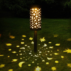 Milalit Solar House Hardscape LED High Brightness Pilar Moon Star Dots Lights Moonlight Star Shadow Wireless Outdoor Post Lamp for House Patio Lawn Garden Walkway Pathway Lighting Ground Insert or Hanging