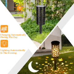 Milalit Solar House Hardscape LED High Brightness Pilar Moon Star Dots Lights Moonlight Star Shadow Wireless Outdoor Post Lamp for House Patio Lawn Garden Walkway Pathway Lighting Ground Insert or Hanging