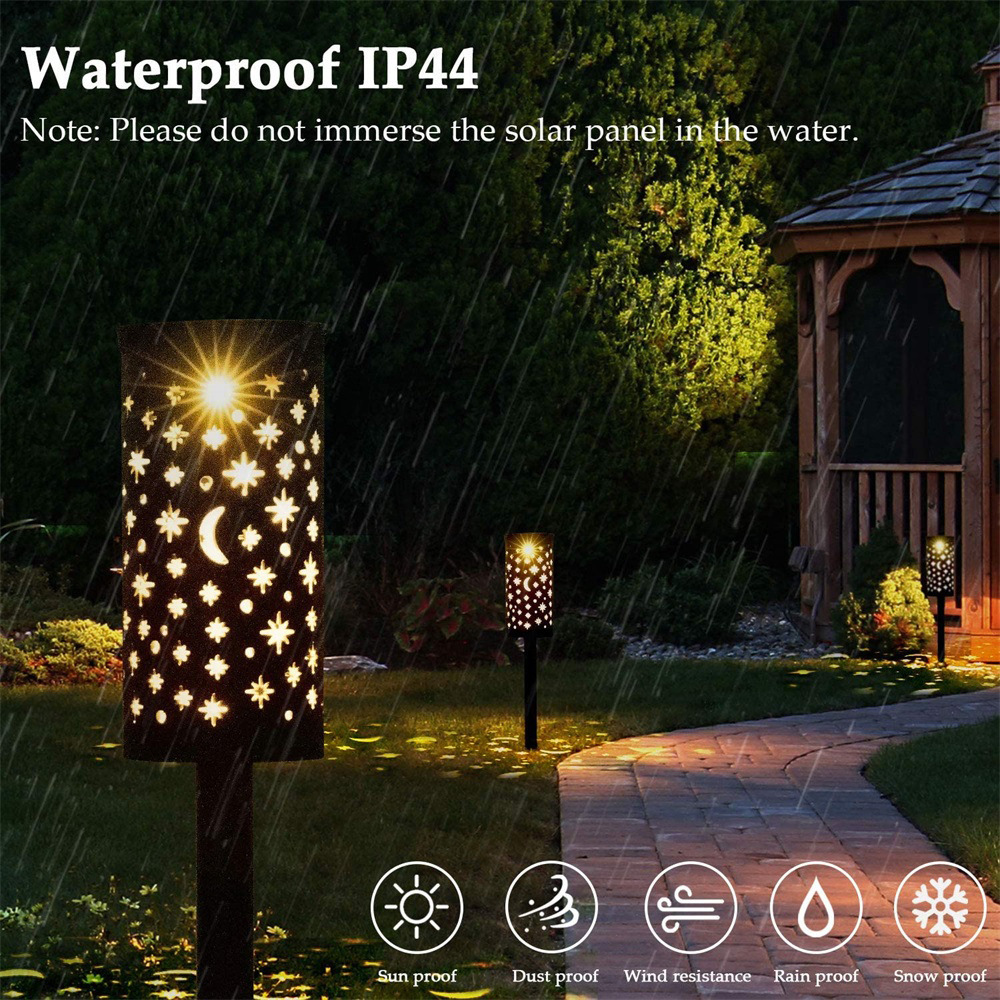 Milalit Solar House Hardscape LED High Brightness Pilar Moon Star Dots Lights Moonlight Star Shadow Wireless Outdoor Post Lamp for House Patio Lawn Garden Walkway Pathway Lighting Ground Insert or Hanging