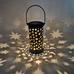 Milalit Solar House Hardscape LED High Brightness Pilar Moon Star Dots Lights Moonlight Star Shadow Wireless Outdoor Post Lamp for House Patio Lawn Garden Walkway Pathway Lighting Ground Insert or Hanging