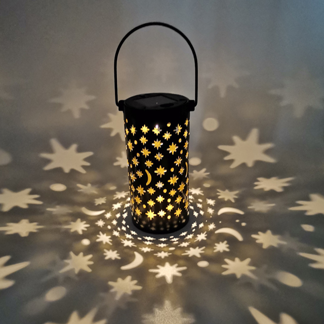 Milalit Solar House Hardscape LED High Brightness Pilar Moon Star Dots Lights Moonlight Star Shadow Wireless Outdoor Post Lamp for House Patio Lawn Garden Walkway Pathway Lighting Ground Insert or Hanging