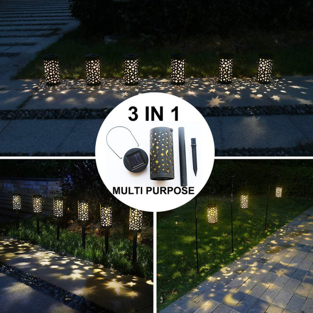 Milalit Solar House Hardscape LED High Brightness Pilar Moon Star Dots Lights Moonlight Star Shadow Wireless Outdoor Post Lamp for House Patio Lawn Garden Walkway Pathway Lighting Ground Insert or Hanging