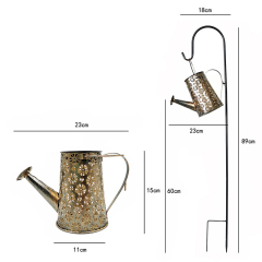 Milalit Garden Solar Daisy Flower Watering Can Metal Iron Waterfall Bottle Decorative Kettle with Shepherd Hook for Park Lawn Yard Patio LED Bottle Lamp Twinkle Flickering Iron Metal Daisy Hanging Kettle Lantern Holiday Festival Christmas Decoration
