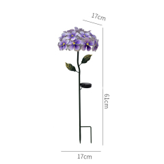 Milalit Solar Iron Metal Hydrangea Bloom Flowers LED Light Purple Blue Red Pink Bouquet Bunch Floral Stake Lamp for Porch Pathway Garden Lawn Yard Flowerpot Decoration
