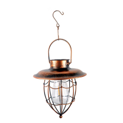 Milalit Solar Garden Ornaments LED Filament Glass Bulb Vintage Retro Tungsten Bronze Metal Lantern for Lawn Holiday Courtyard Driveway