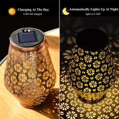Milalit Rustproof Solar Daisy Flower Pattern Shadow LED Bottle Jar Metal Iron Luz Lantern Retro Vintage Style Metal Iron Hanging Lamps Table Lamps Hanged Light for Backyard Fence Porch Walkway Courtyard Christmas Party